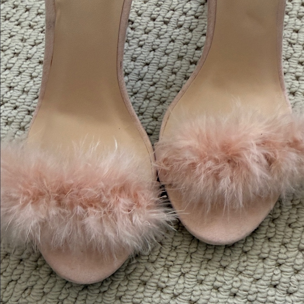 Charlotte Russe Elegant Pink Feathered Heels sz 7 - Picture 7 of 8